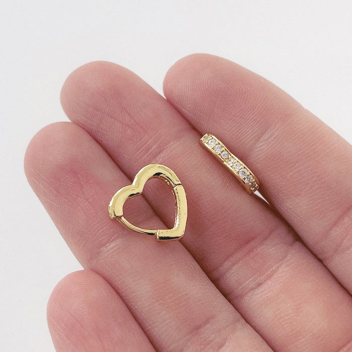 Aros Dorados Micro Cristal - Corazon 12 mm AAD080