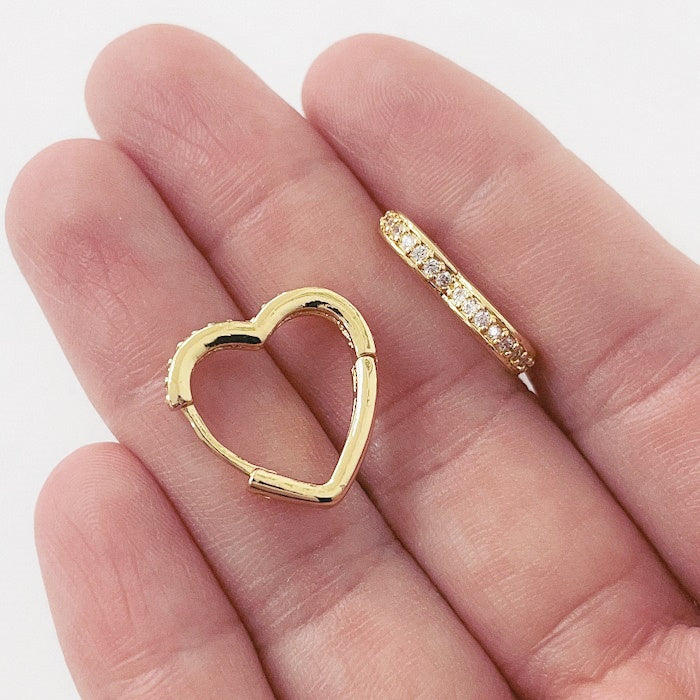Aros Dorados Micro Cristal - Corazon 16 mm AAD082
