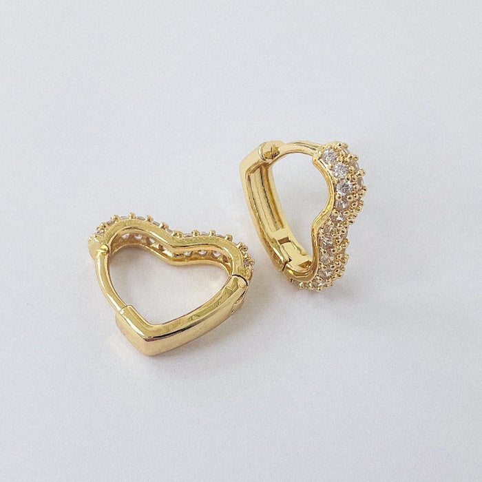 Aros Dorados Micro Cristal - Corazon 16 mm AAD095