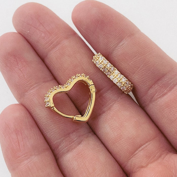 Aros Dorados Micro Cristal - Corazon 16 mm AAD095