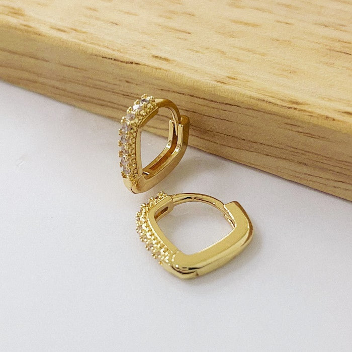 Aros Dorados Micro Cristal - Triangulo Efect 12 mm AAD067