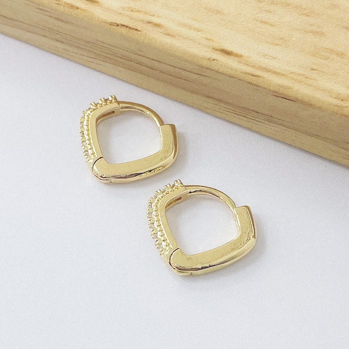 Aros Dorados Micro Cristal - Triangulo Efect 12 mm AAD067