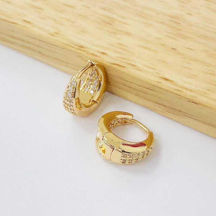 Aros Dorados Micro Cristal - Argolla 14mm AAD047