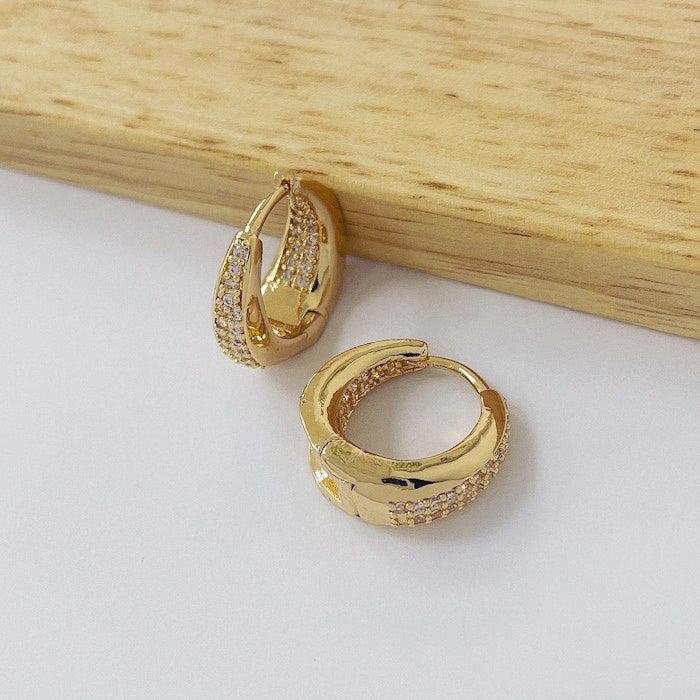 Aros Dorados Micro Cristal - Argolla 18mm AAD048