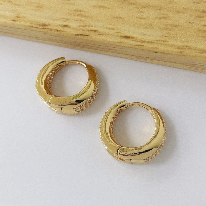 Aros Dorados Micro Cristal - Argolla 18mm AAD048