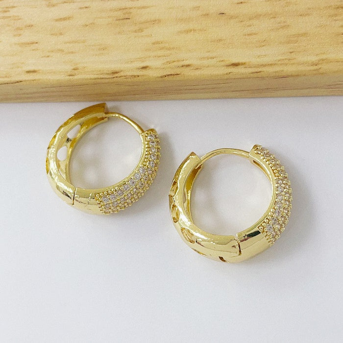 Aros Dorados Micro Cristal - Argola 24mm AAD043