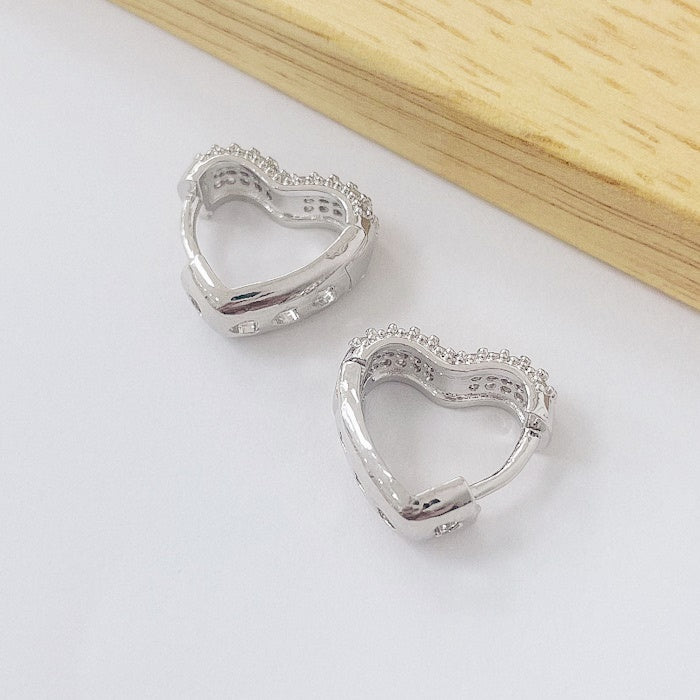 Aros Rodinados 14mm - Corazon Micro Cristal ARB095
