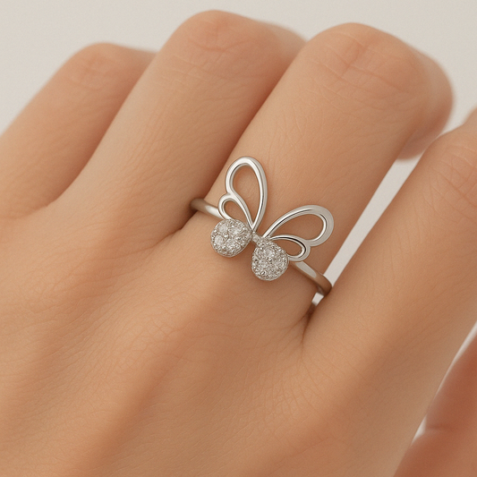 Anillo Rodinado Mariposa Micro Cristales ANR021