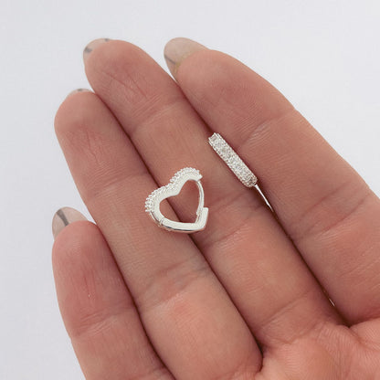 Aros Plata Laminada – Corazon Micro Cristal 12mm ALP064