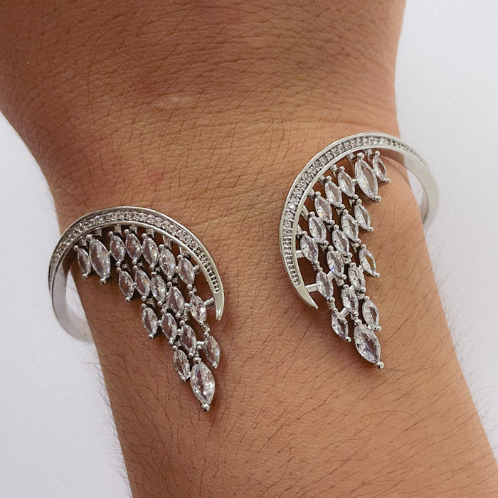 Pulsera Rodinada Esclava Alas de Angel - Micro Cristal PAR037