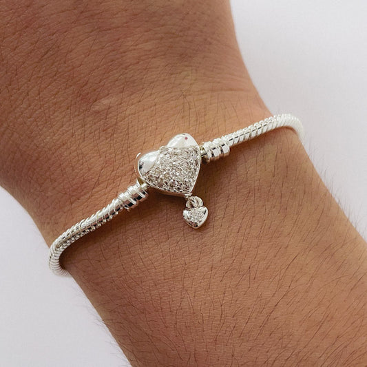 Pulsera Dora Corazon con Micro Cristal - Metal Blanco PAB005