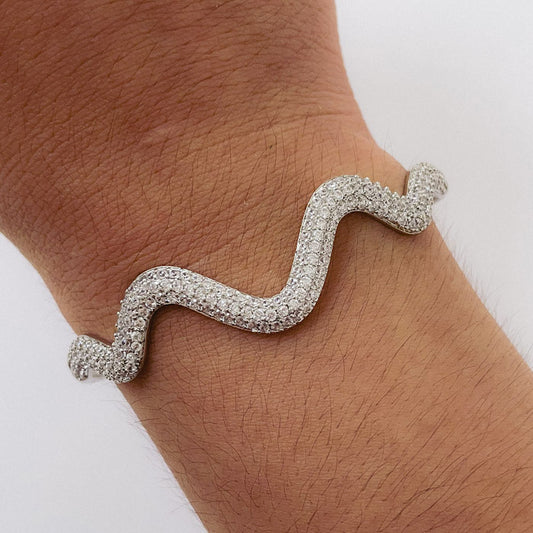 Pulsera Rodinada Esclava Ondas - Micro Cristal PAR071