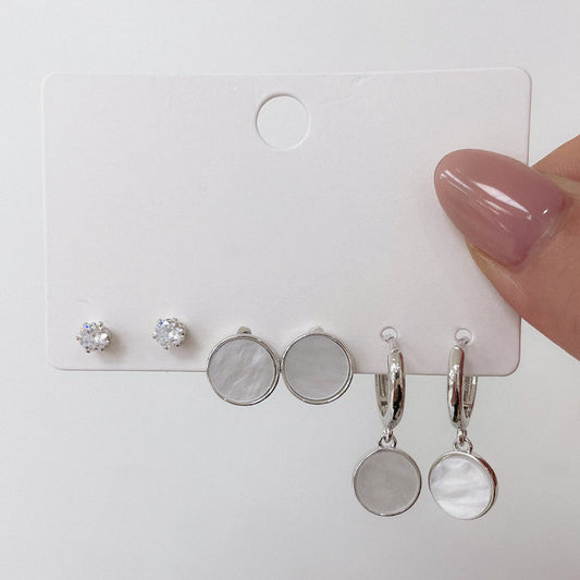 Combo de 3 Aros Rodinados con Nacar y Cristal CMR026