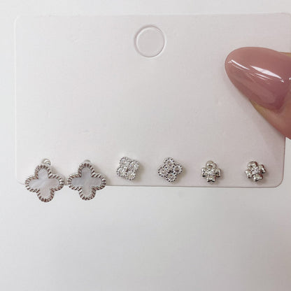Combo de 3 Aros Rodinados con Nacar y Cristal CMR037