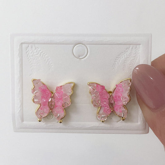 Aros Dorado Mariposa - Piedritas Cristal AAD037