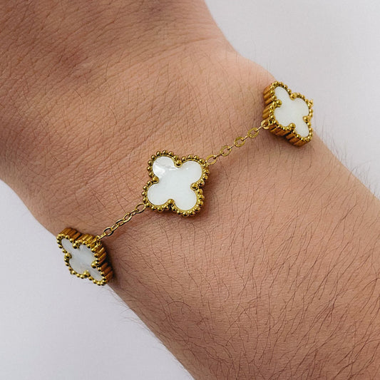 Pulsera de Acero Dorado 316L Trebol PAD035