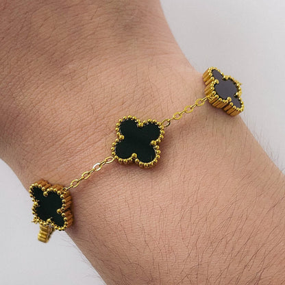 Pulsera de Acero Dorado 316L Trebol PAD035