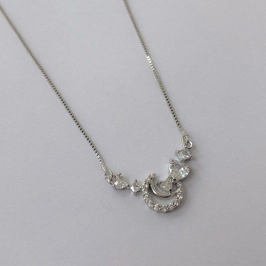 Conjunto Rodinado Luna y Estrellas Micro Cristal CRA005