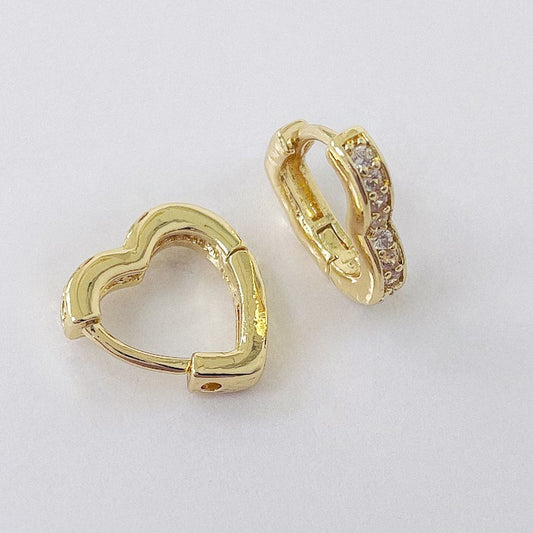 Aros Dorados Micro Cristal - Corazon 12 mm AAD080