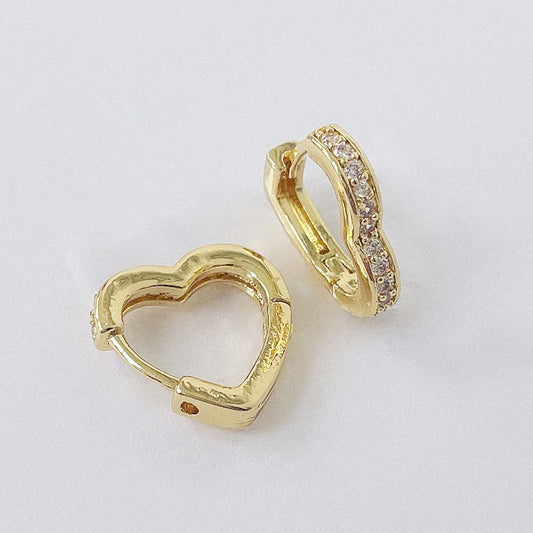 Aros Dorados Micro Cristal - Corazon 14 mm AAD081