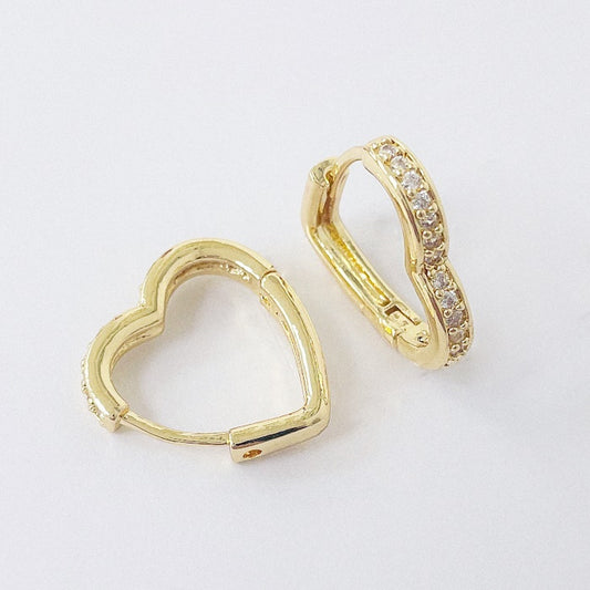 Aros Dorados Micro Cristal - Corazon 16 mm AAD082