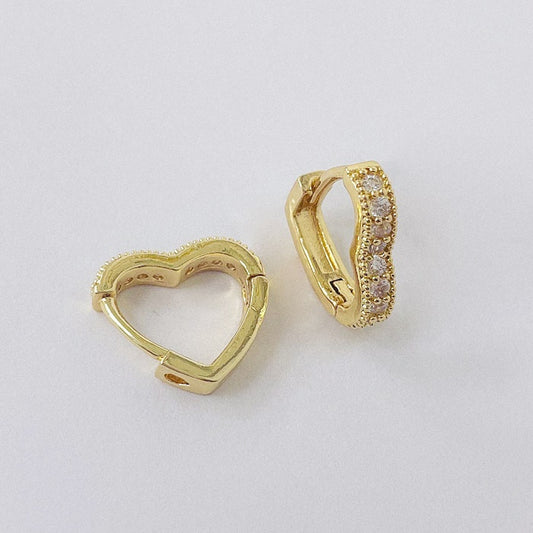 Aros Dorados Micro Cristal - Corazon 12 mm AAD087
