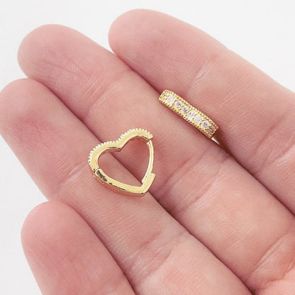 Aros Dorados Micro Cristal - Corazon 12 mm AAD087