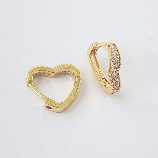 Aros Dorados Micro Cristal - Corazon 14 mm AAD088