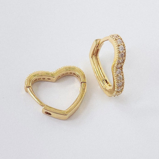 Aros Dorados Micro Cristal - Corazon 16 mm AAD089
