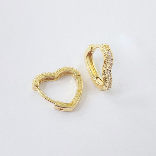 Aros Dorados Micro Cristal - Corazon 14 mm AAD078