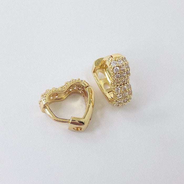 Aros Dorados Micro Cristal - Corazon 14 mm AAD101