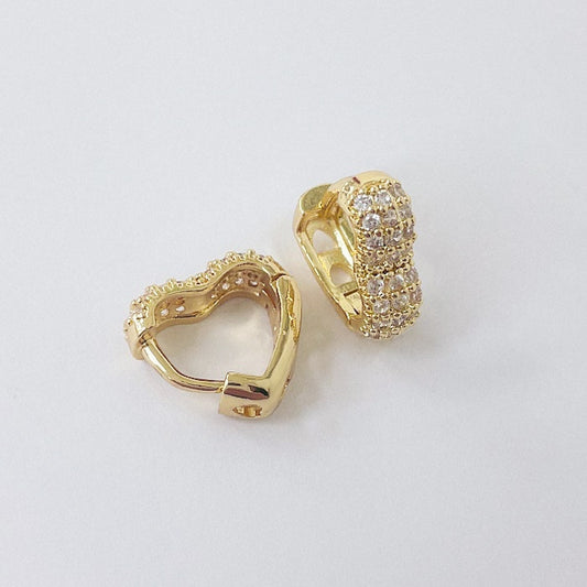 Aros Dorados Micro Cristal - Corazon 14 mm AAD101