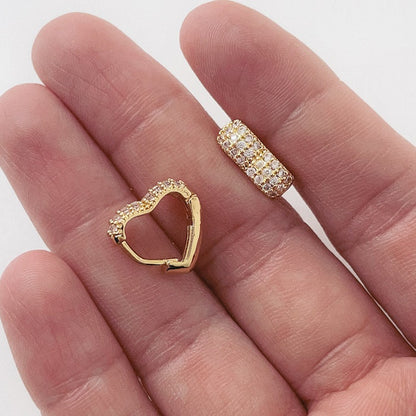 Aros Dorados Micro Cristal - Corazon 14 mm AAD101