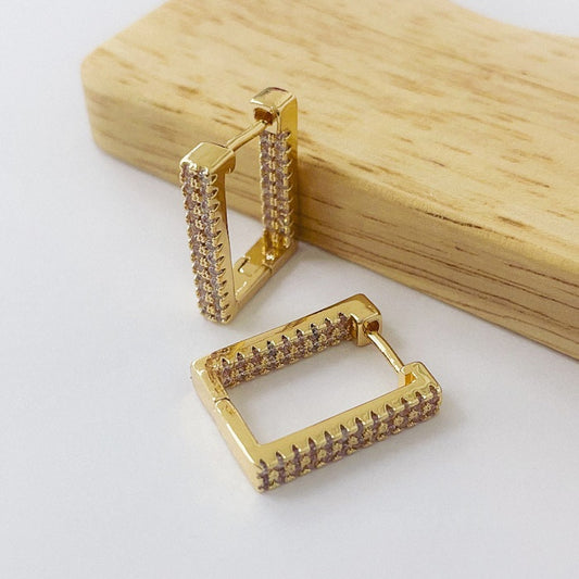 Aros Dorados Micro Cristal - Cuadrado 20 mm AAD074