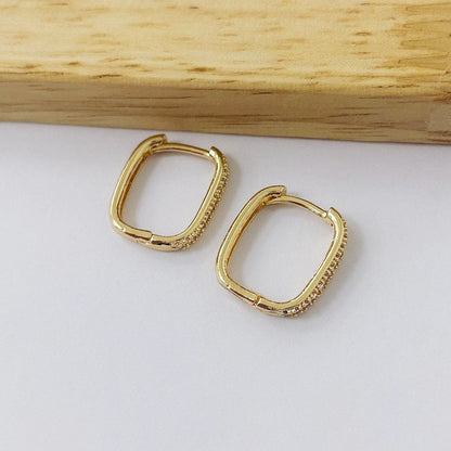 Aros Dorados Micro Cristal - Cuadrado 16mm AAD055