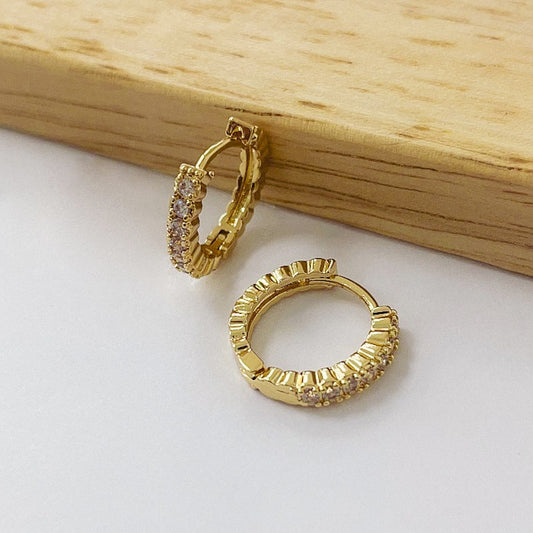 Aros Dorados Micro Cristal - Classic 14mm AAD062
