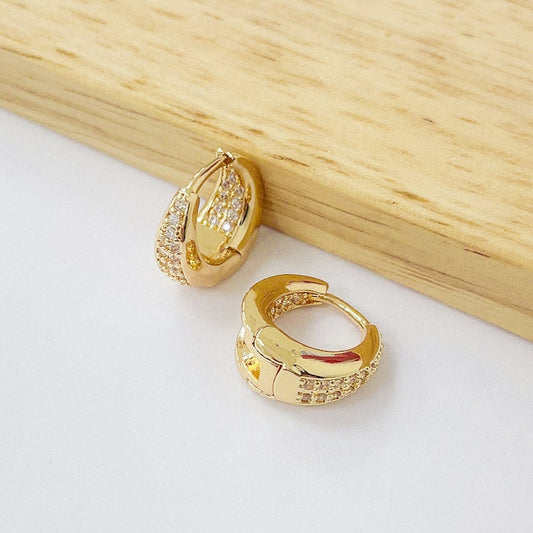Aros Dorados Micro Cristal - Argolla 14mm AAD047