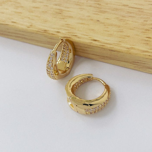 Aros Dorados Micro Cristal - Argolla 18mm AAD048