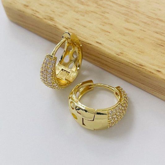 Aros Dorados Micro Cristal - Argola 20mm AAD042