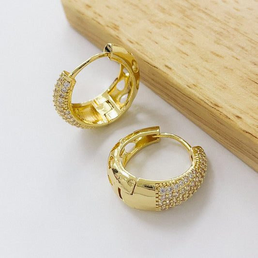 Aros Dorados Micro Cristal - Argola 24mm AAD043