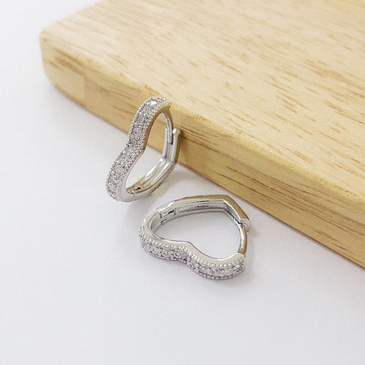 Aros Rodinados 14mm - Corazon Micro Cristal ARB084