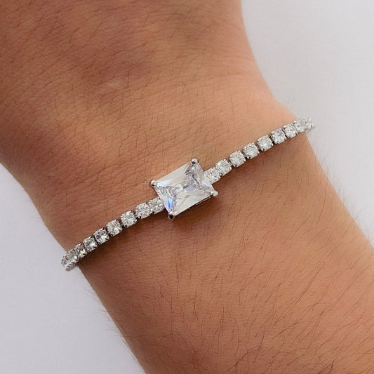 Pulsera Rodinada micro Cristales Cuadrado PAR028