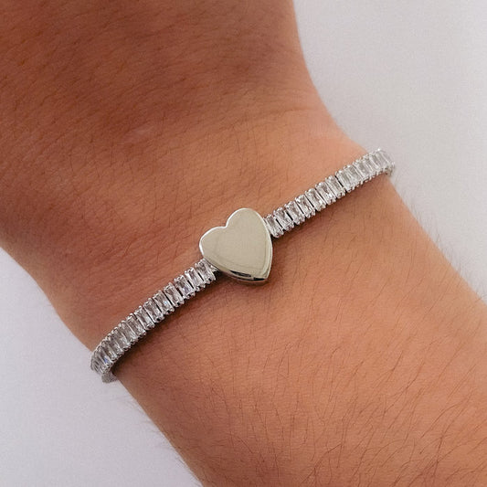 Pulsera Rodinada Corazon con Micro Cristales PAR040