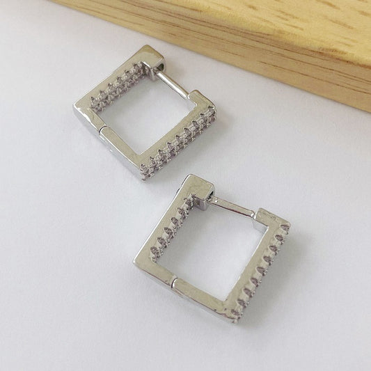 Aros Rodinados 14mm - Cuadrado Micro Cristal ARB073